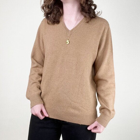 100% Camel Hair Vintage Pringle Sweater Oversized Quiet Luxury Old Money Preppy - Picture 3 of 10